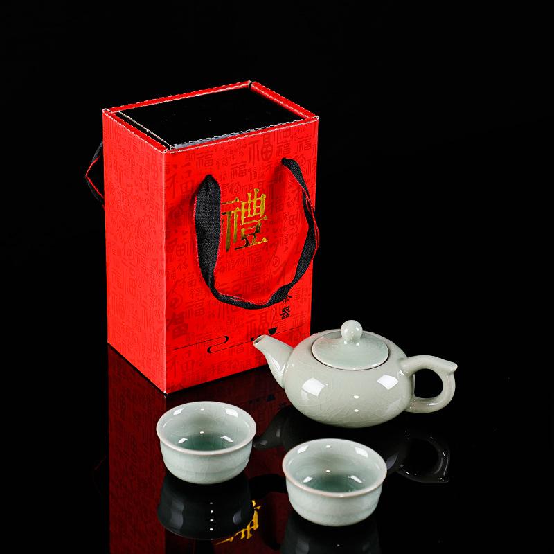 

Travel tea set Ceramic express portable one pot three cups business gifts Holiday souvenir