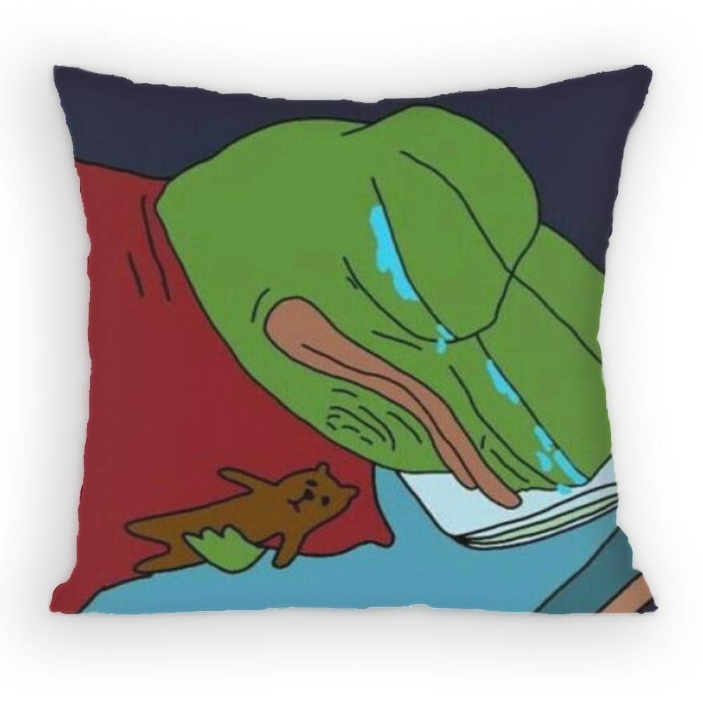 

Sad PPepe The Frog Pillow Case Antidustmite Pillowcase Invisible zipper silky short plush Sofa cushion cover 30x30 cm