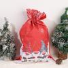 Christmas Ornaments Linen Printed Gift Bag Drawstring Gift Packaging Bag Children's Festival Candy Bag