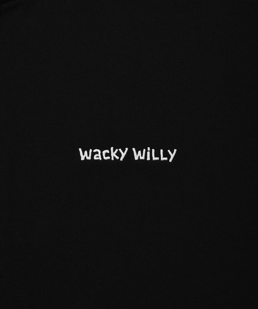 Wacky Willy Basic Wacky Typographic Logo Zip-Up Hoodie Black