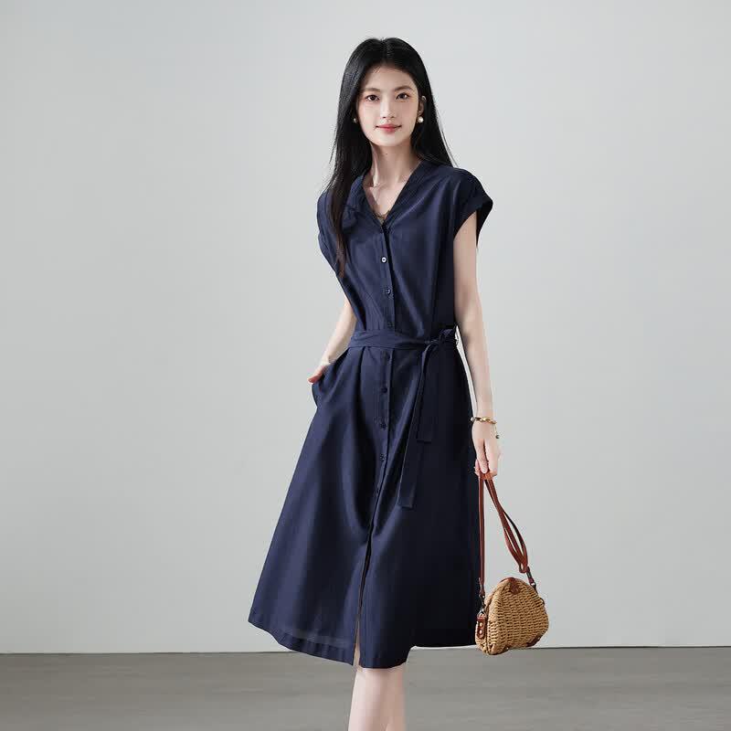 SOFSIL Women's Silk Blend V-Neck Midi Dress