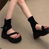 Fashion Retro Thick Soled High Top Cool Boots for Women in the Summer of 2025, New Fashionable Outerwear, Open Toed High-heeled Sandals