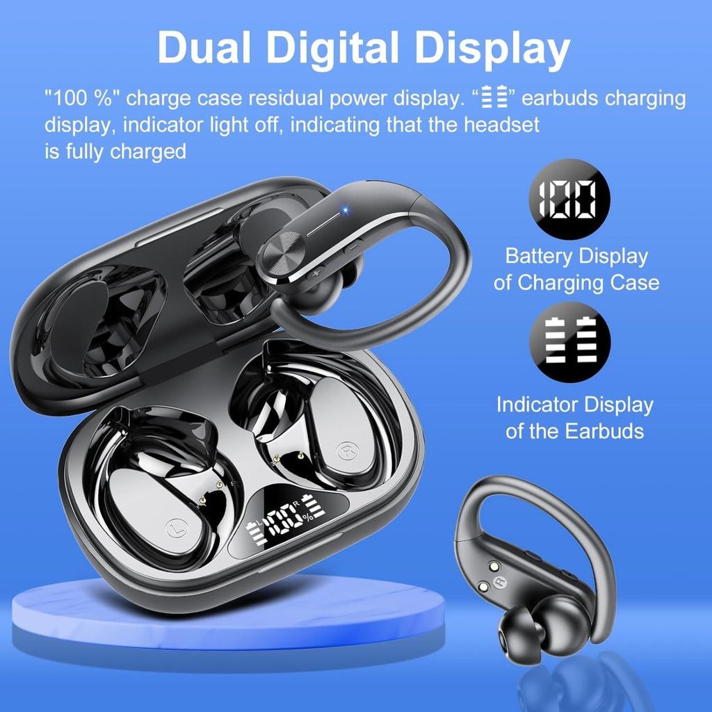 Q28S Ear-hook In-ear Bluetooth 5.2 Earphones with Charging Case & Power Display