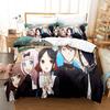 Kaguya Sama Love Is War Bettwäsche-Set 3-teilig Kaguya und Miyuki Herzform Roter Hintergrund Anime-Print Bettbezug Alle Größen