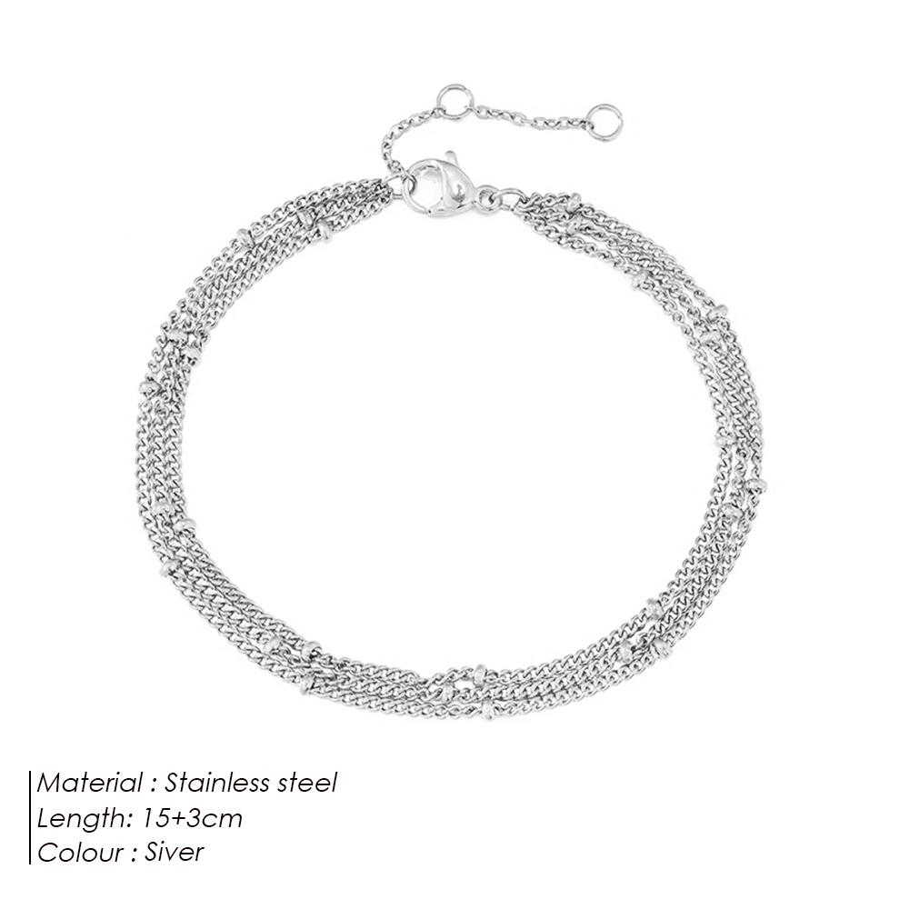 Simple Female Ball Chain Bracelet Jewelry New Layered Thin Beads Chain Bracelet For Women Leg Stainless Steel Chain