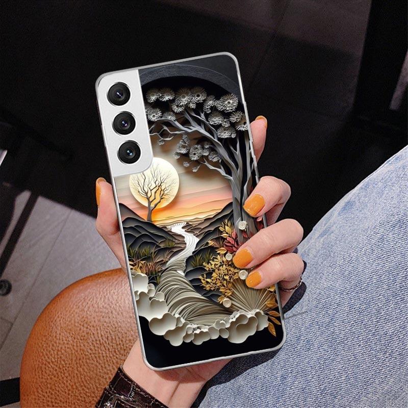 Natürliche Bäume in Bergketten Phnoe Hülle für Samsung Galaxy S26 S25 Edge S23 S24 Ultra S22 Plus S21 S20 FE Einzigartige Hülle Weich