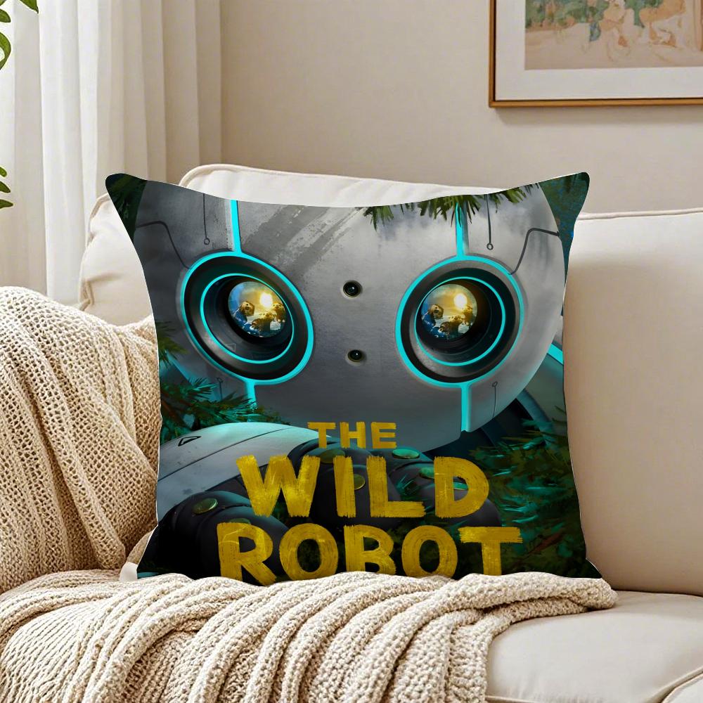 Adventure Movie The WWild RRobotS Cushion Cover Linen Pillowcase Soft for Sofa Bed Home Room Decor