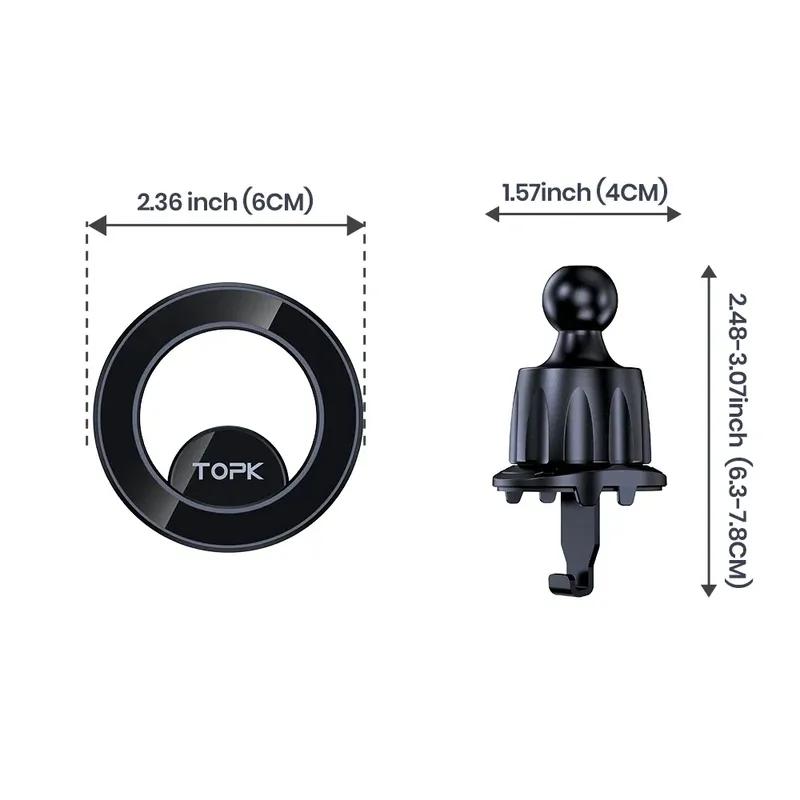 TOPK Autohandyhalter Handyhalter Auto 20 Magnete 360° drehbar Lüftungsschlitz Mag-Safe Halterung für iPhone 15 14 13 12 Pro Max