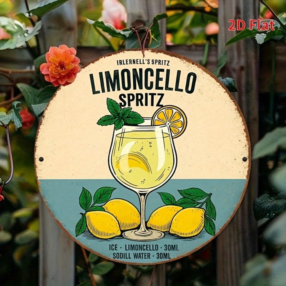 Vintage Metal Tin Sign 8x8 Inch Round Limoncello Spritz Wall Art Rustic Decor for Garage Man Cave Garden Bar Outdoor