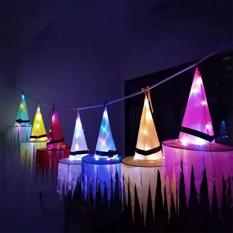 Halloween Witch Hat Party Glowing Wizard Hat Dancing Dressup Halloween Hat LED Festival Costume Props Headwear Kids Cosplay Hat