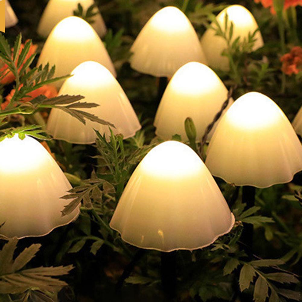 Pilz-Solarleuchten, Solarleuchten für den Außenbereich mit 10 pilzförmigen LED-Leuchten, 8-Modus-Beleuchtung, Tasten, IP65 Wasserdicht, Außendekoration für den Garten