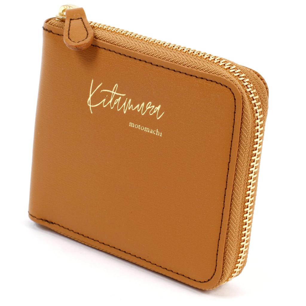 Handwritten style foil stamped logo wallet NH0853 61501 [Kitamura] bi-fold Camel/Beige [Brown]