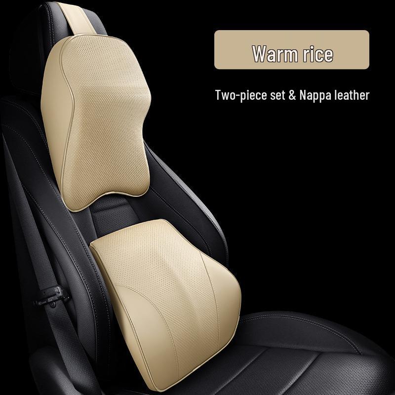 Universell Minnesskum Bil Nackstöd och Ryggstöd Kudde - Fulläder, Fyrårstiders Komfort