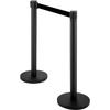 Crowd Control Stanchion, Set of 4 Pieces Stanchion Set, Stanchion Set with 6.6 ft/2 m Black Retractable Belt, Black Crowd Control Barrier w/ Concrete