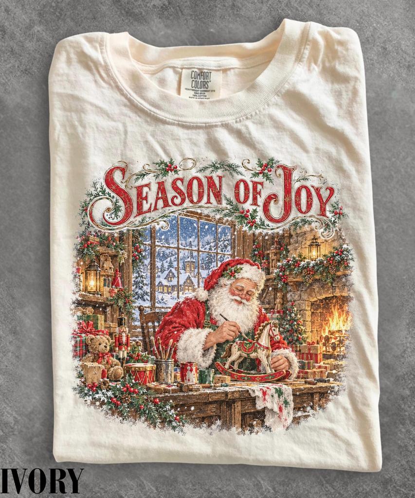 Season Of Joy Christmas Shirt,Vintage Santa Claus T-Shirt,Retro Holiday Graphic Tee,Nostalgic Santa Shirt,Festive Christmas Gift,Winter Tee