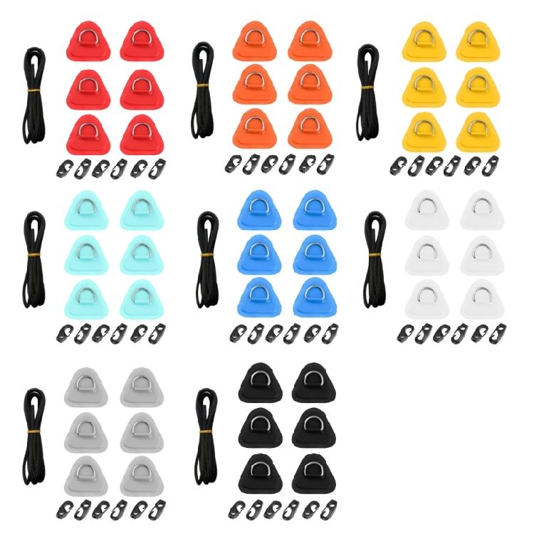 6Pcs D-Rings Patches PVC Stainless Deck Rigging Sets Inflatable Boat D-Rings Pad