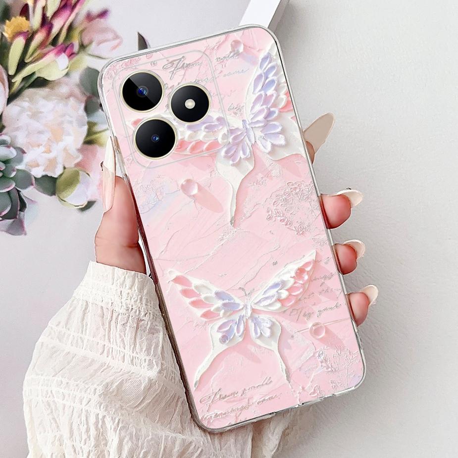 Für Realme Note 50 Hülle RMX3834 Niedliche Katze Bemalte Abdeckung Klare Silikon Weiche TPU Handyhülle Für Realme Note 50 Note50 Fundas Coque