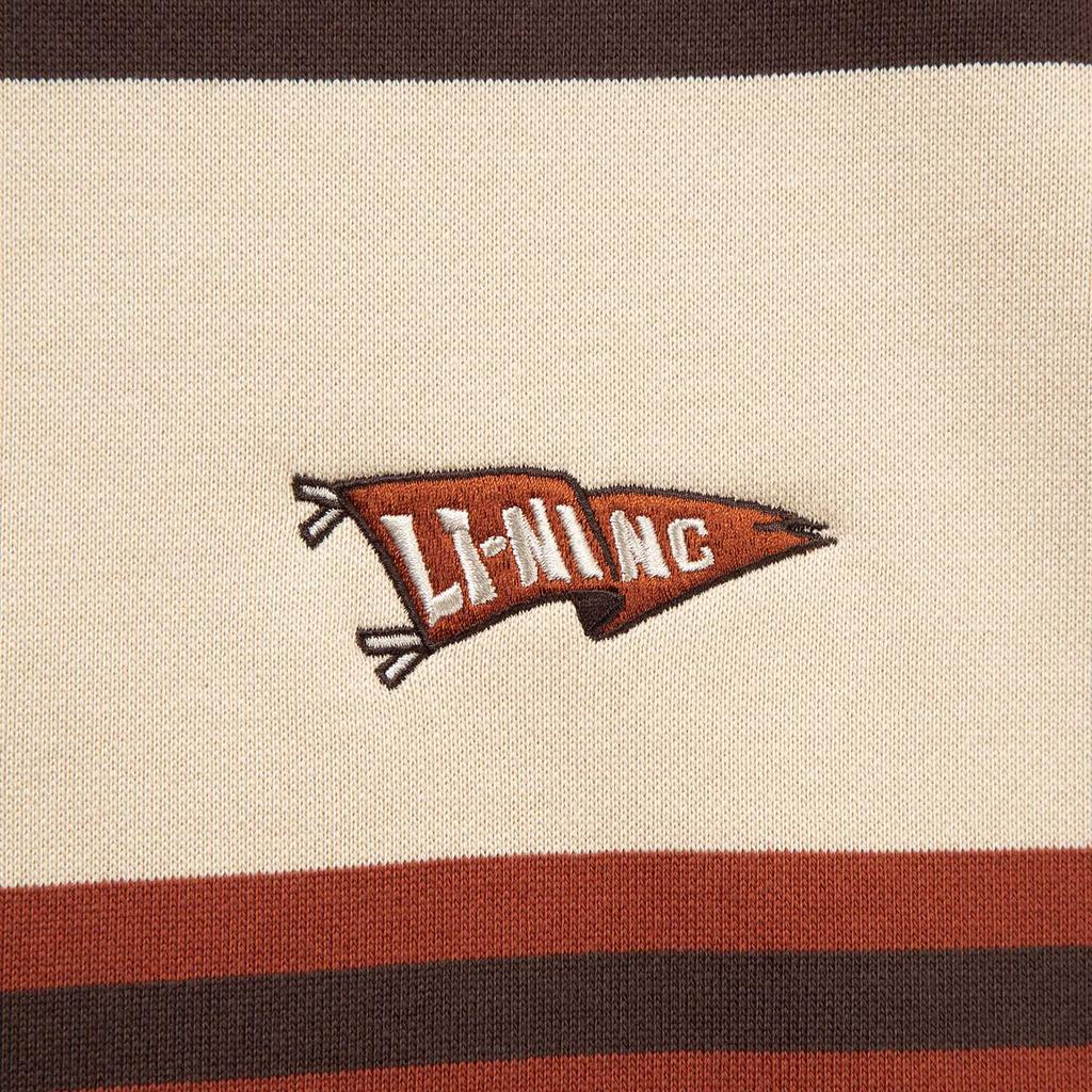 Li Ning Sports Lifestyle Series Simple Versatile Round Neck Striped Color Block Fleece Warm Loose Fit Sweatshirt Unisex Sweatshirt AWDVD31-3