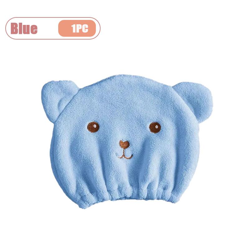 

Hair Towel Cartoon Dry Hair Wrap Cute Thickened Solid Color Bathroom Turban Absorbent Quick Dry Shower Cap Bathroom Accessories