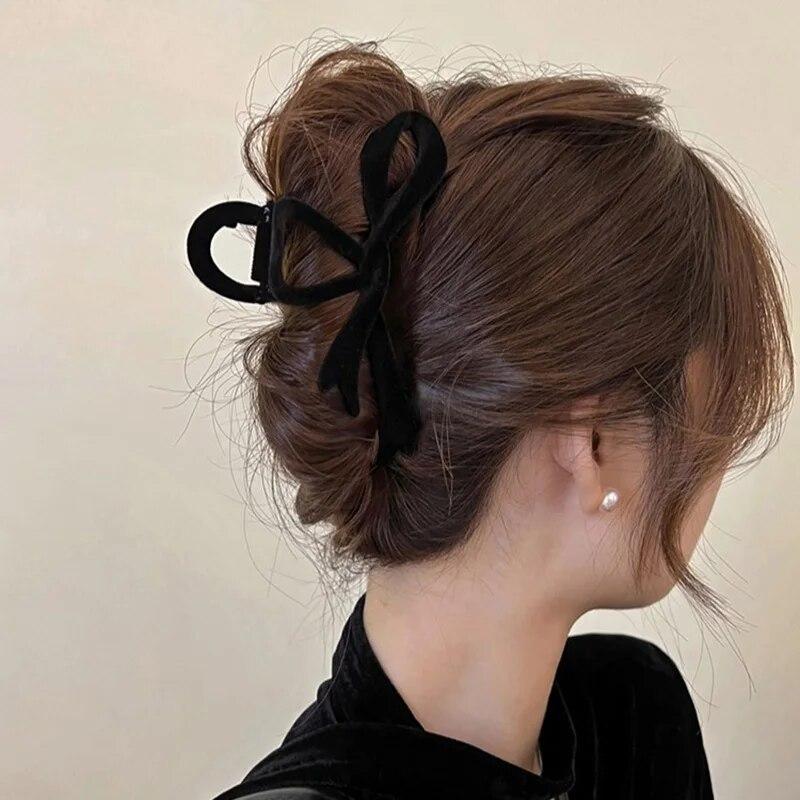 Rot Samt Bogen Haar Clips Herbst Winter Frauen Haar Klaue Clip Französisch Elegante Haarnadel Koreanische Haar Zubehör Weibliche Kopfbedeckungen geschenk