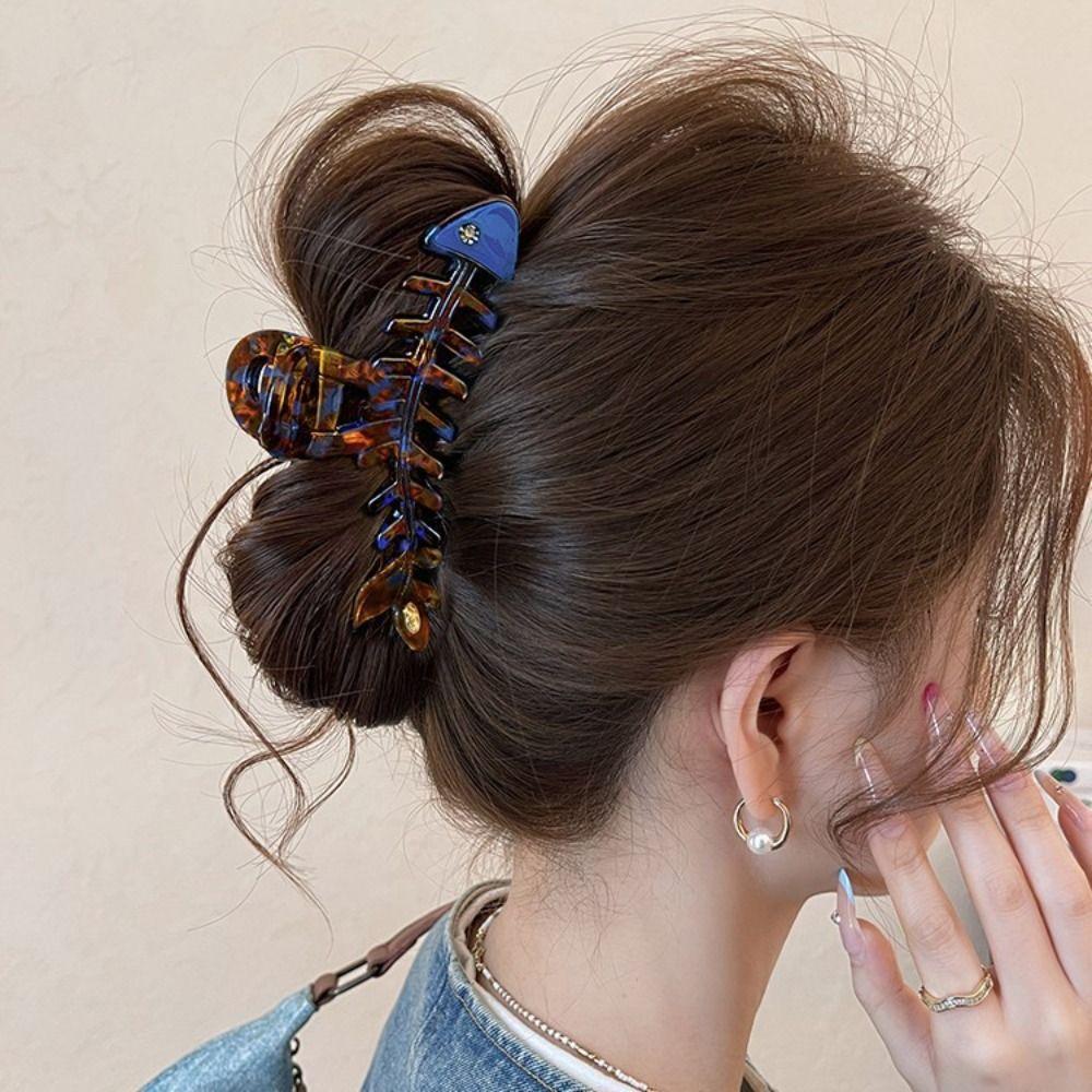 Hairpin Fish Bone Shaped Hair Claw Acetic Acid Acetate Shark Clip Cute Animals Hair Clip  Headwear