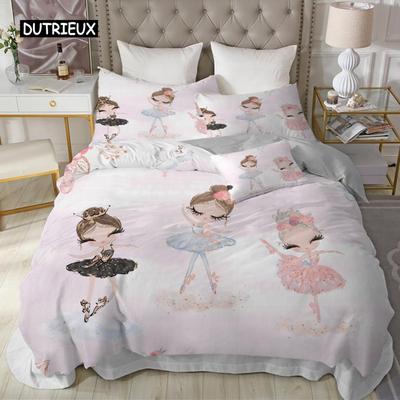 Lovely Cute Princess Kids Bedding Set Microfiber Cartoon Unicorn Swan Ballet Girl Print Duvet Cover Girls Women Birthday Gift