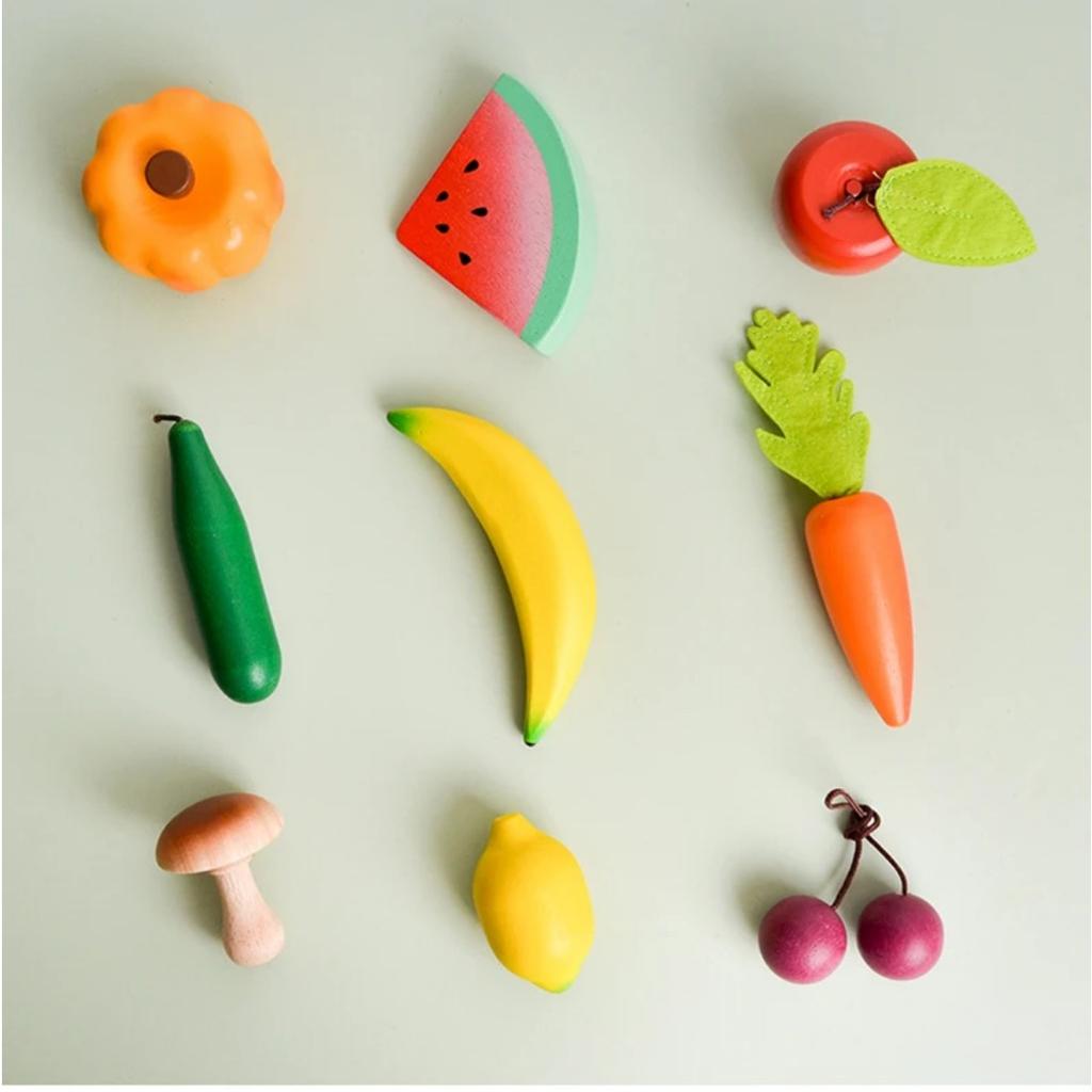 Children Wooden Kitchen Dessert Making Toys Pretend Play Montessori Fruits Vegetables Seafood Simulation Food Set Toys for Girls