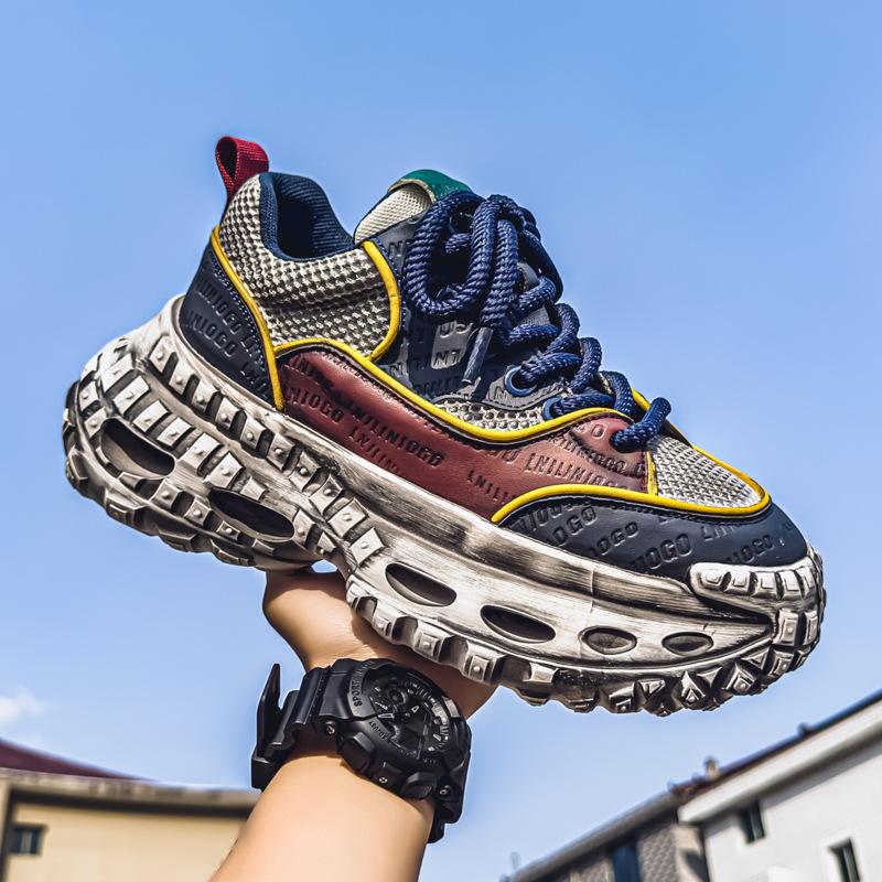 Shoes summer new youth thick-soled heightening sports casual shoes outdoor breathable mesh dad shoes