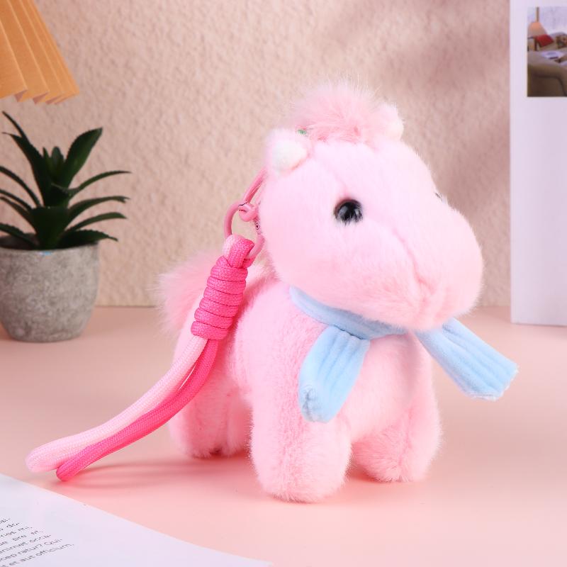 Cartoon Horse Stuffed Keychain Keyring Stuffed Pony Pendant Cute Soft Simulation Horse Keychain Room Decoration Doll