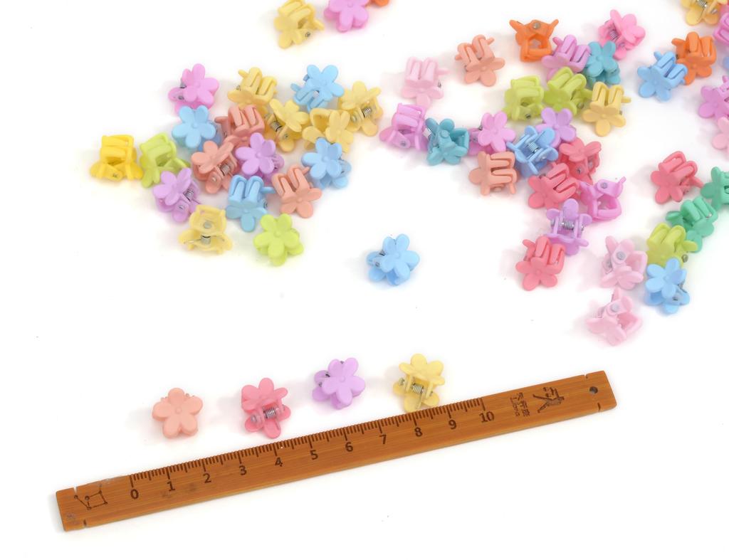 BIANHUAN Mini Flower Hair Clips, Set of 50, Kids and Babies Hairpins in Muted Colors, Cute and Stylish Hair Ornaments for Kids, Women, and Adults,