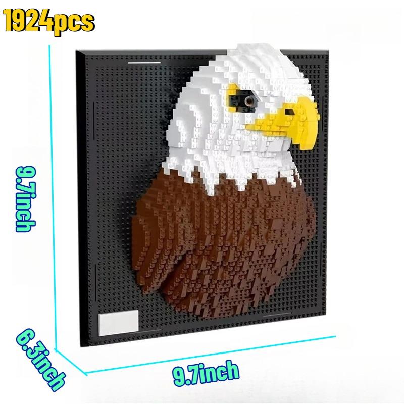 Creative Wall Art Frame Sharks Eagles Panda Model Brick DIY Micro Animal Particle 3D Painting Building Block Toys Adults Gift