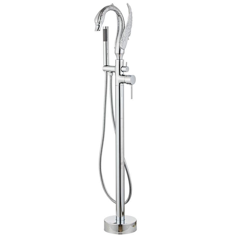 

Tuqiu Gold Bathroom Bathtub Faucet with Handheld Shower Free Standing Black Swan BathTub Mixer Taps Floor Mounted 3 colors
