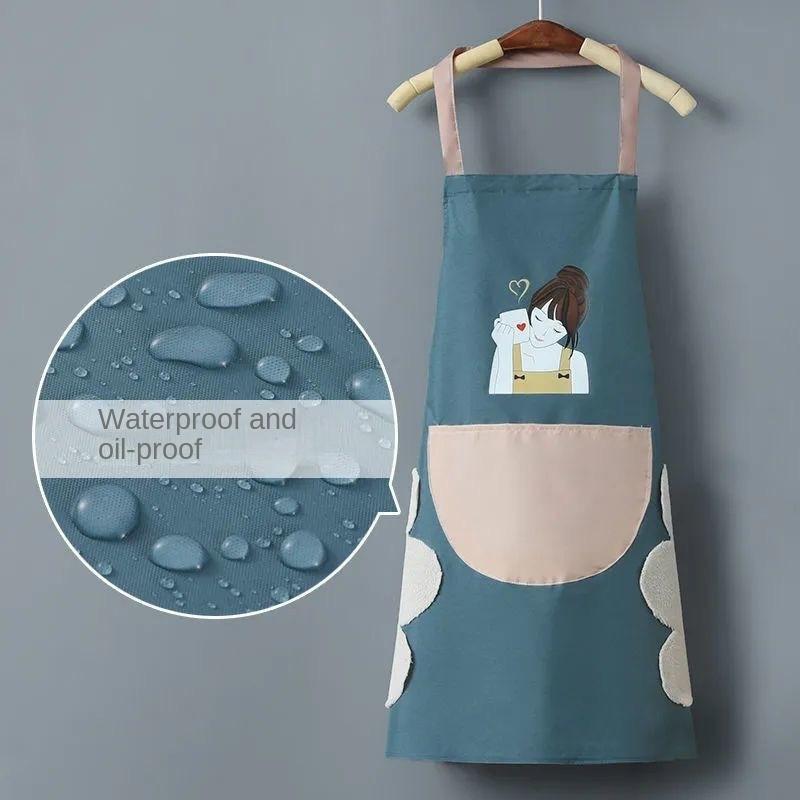 1pc Cute Cartoon PVC Apron with Pocket, Durable Kitchen Cooking Wear for Women Men, Restaurant Food Truck Chef Apron