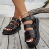 Summer Ladies Fashionable Thick Bottom Platform Sandals Wear Resistant Anti Slip Outdoor Unique Style Flat Heel Roman Style Sand