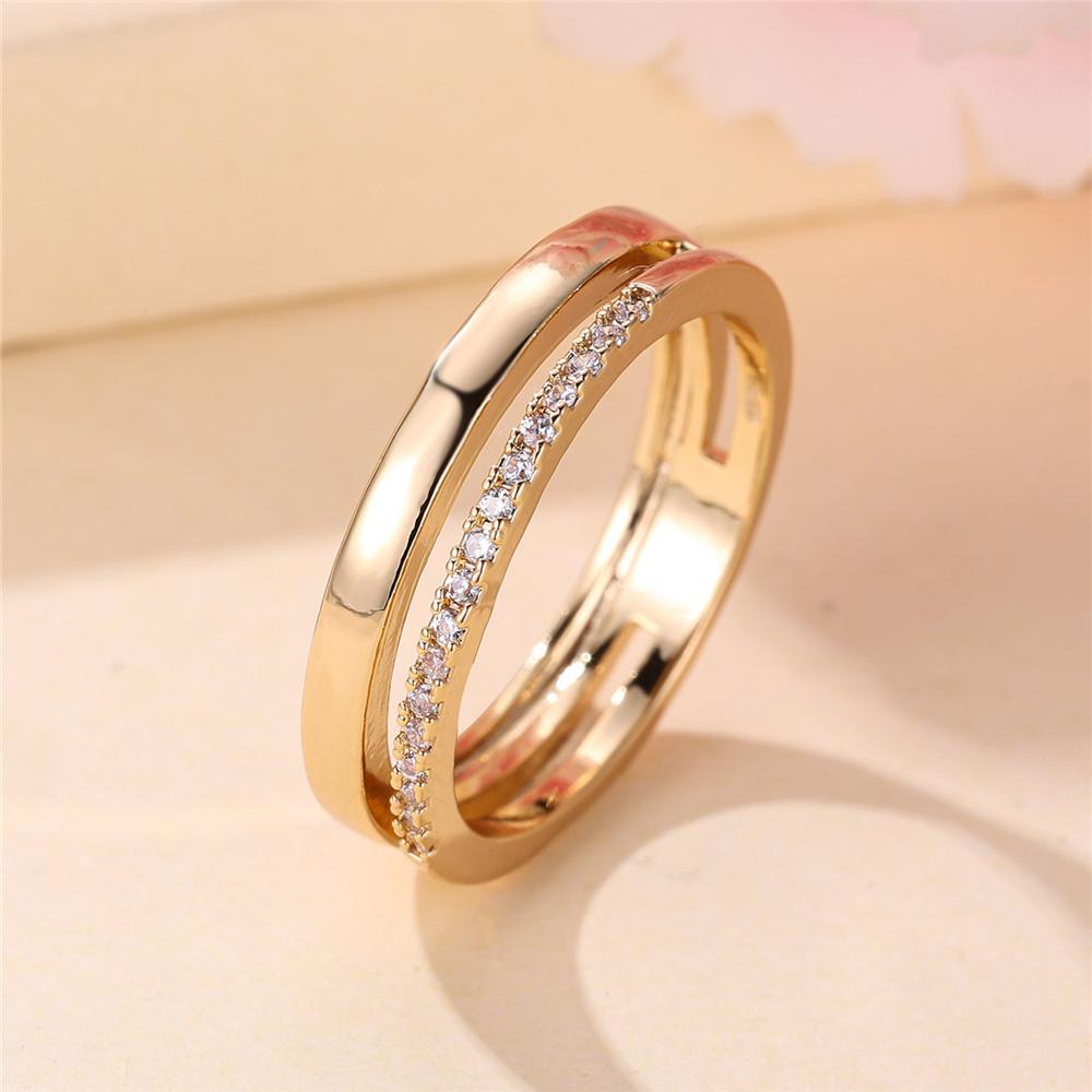 Female Cute White Zircon Stone Square Finger Ring Vintage Gold Color Wedding Band Bridal Jewelry For Women