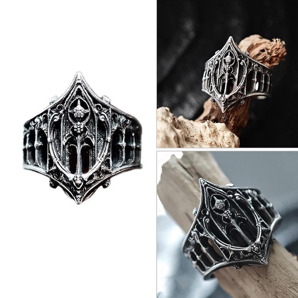 Gothic Vintage Ring Medieval Castle Inspired Design Elegant Jewelry For Women Men Unisex Gift Zinc Alloy Durable Comfort Fit
