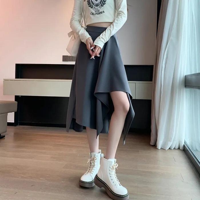 Korean Style Slim Swing Skirt for Women - Spring, Summer & Autumn Mid-Length Trend