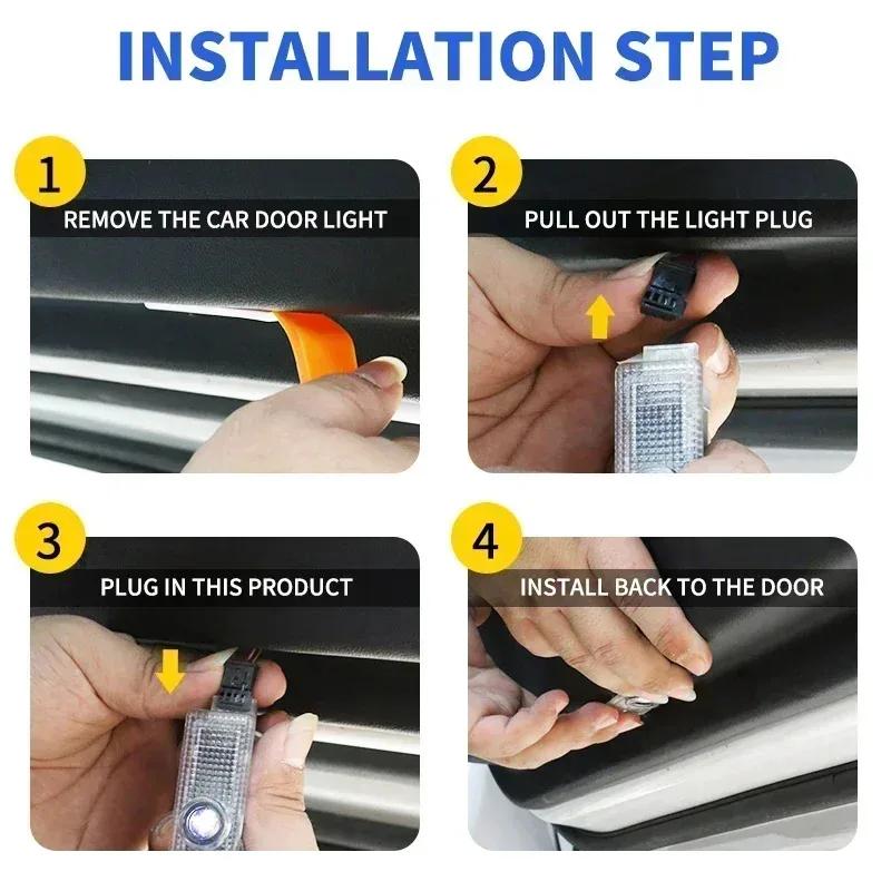 H 2pcs Car Door Projector Lamps Welcome Shadow Lights For Honda Civic Fit Jazz Accord HRV CRV City Passport Pilot Vezel stickers TP6
