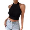 2025 Elegant Halter Cutout Slim Fit Crop Top: European & American Summer Style