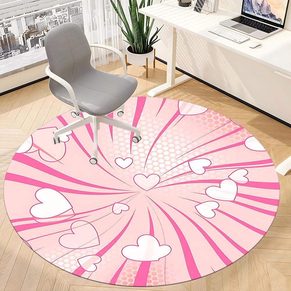 1pc Heartburst Pattern Office Round Rug, Carpet for Office, Gaming, Lightweight Round Floor Mat yy260208005