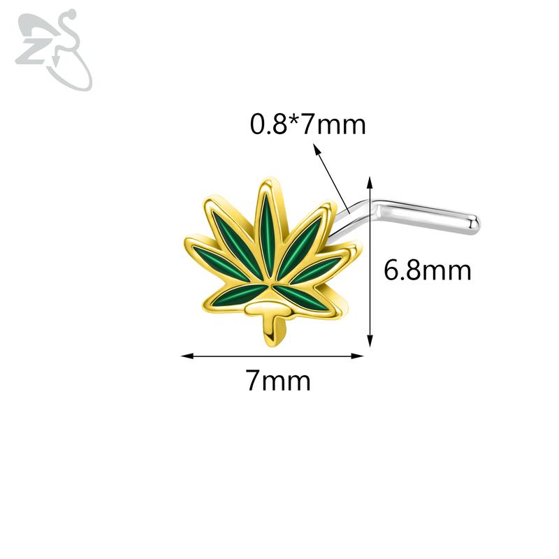 ZS 1 Piece Cute CZ Crystal Nose Stud 20G L Shaped Stainless Steel Nose Piercings Punk Black Color Spider Bat Nostril Piercing