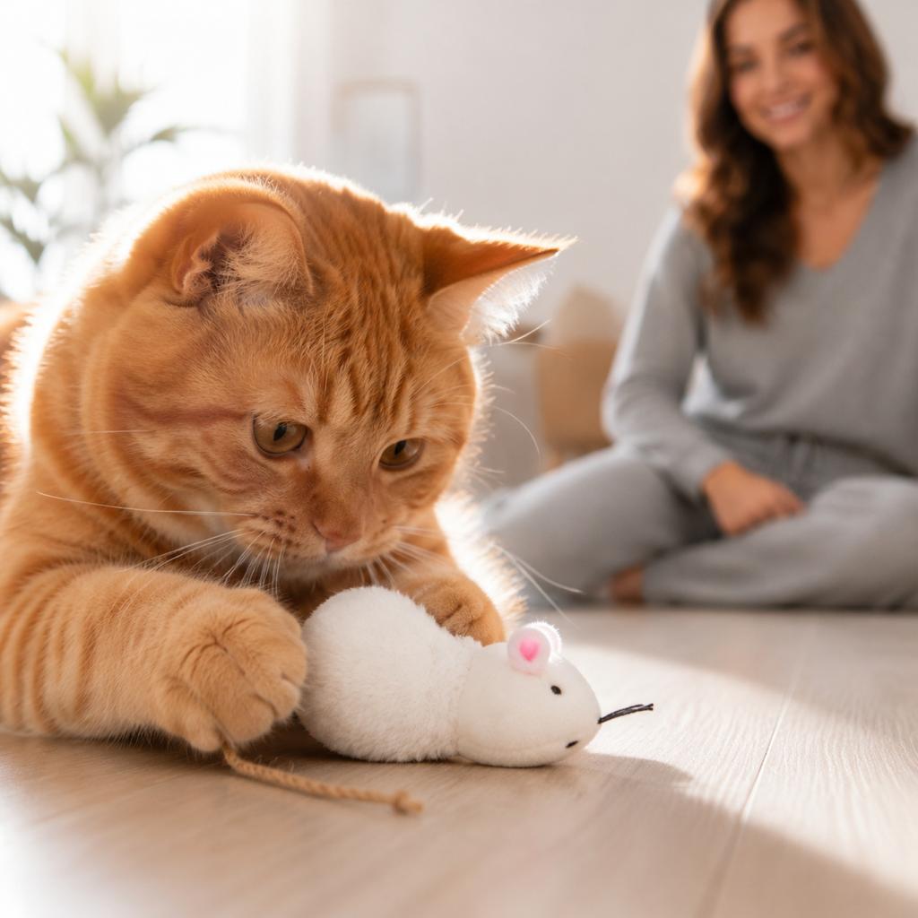 Plush Catnip Mouse Toy Soft Stuffed Animal Pet Toy with Long Tail and Whiskers for Cat Interactive Play and Exercise