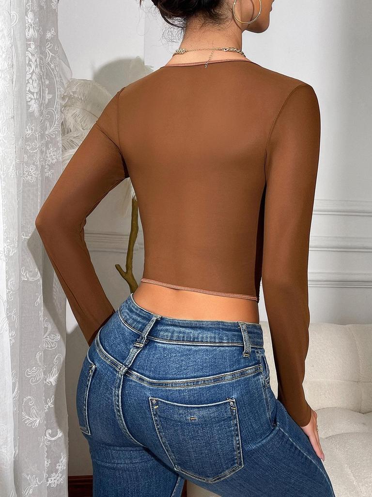 European & American Cross-Border Mesh Patchwork Lace See-Through Slimming Corset Top