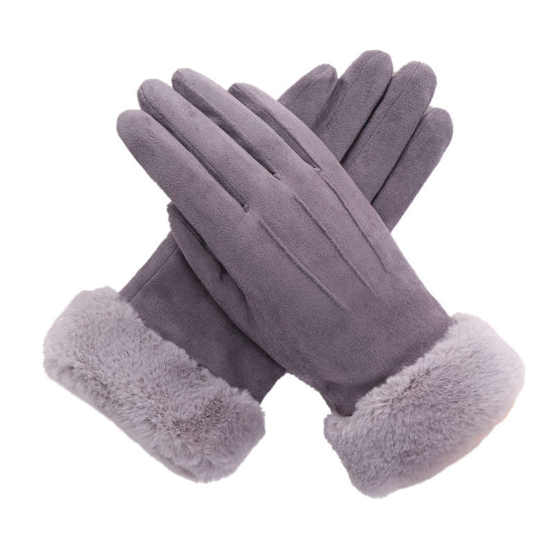 Gloves Female Winter Velvet Thickened Warm Student Korean Version Cute Cycling Touch Screen Cycling Motorcycle Suede Gloves