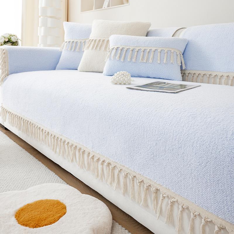 Short Plush Sofa Cushion Winter Thickened Plush Cushion Non-slip Leather Sofa Cover 2024 New Cover Cloth