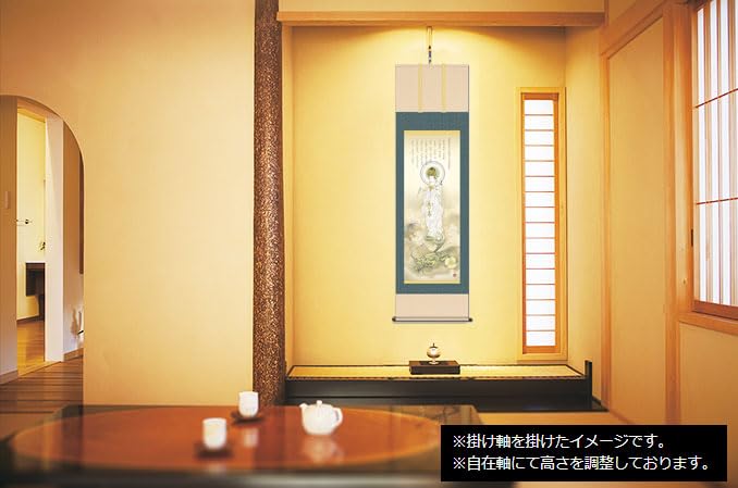 Hanging scroll of Kannon of Japanese modern Kannon riding a dragon in white by Hiroaki (Goddess Mercy), style, robes, Igawa, 13-inch size,