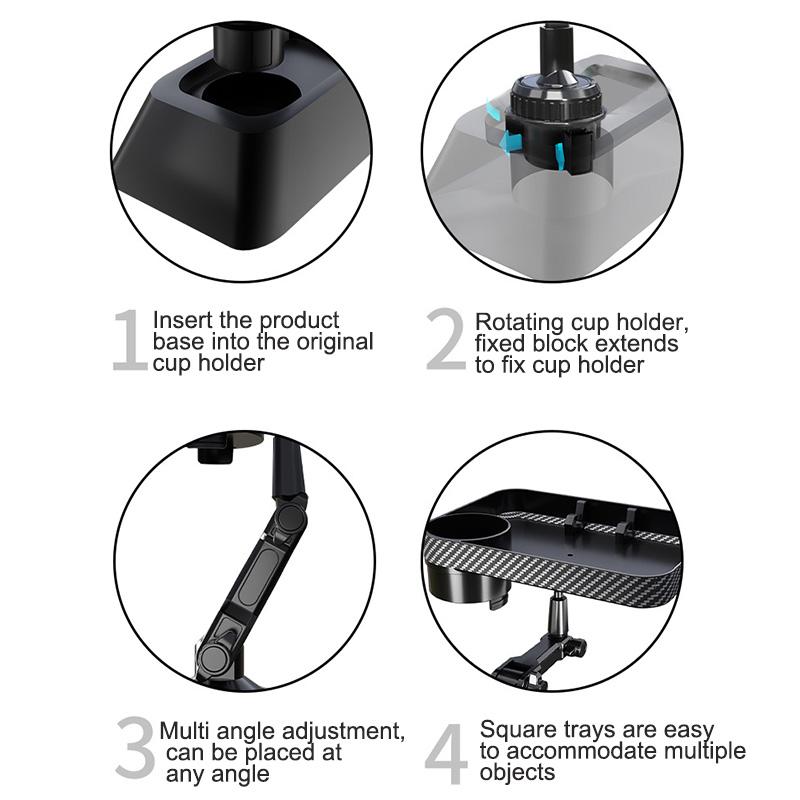 Multi-functional Car Cup Holder Tray Dining Food Drink Holder Cup Table Adjustable Storage Holder Solution Travel Accessories