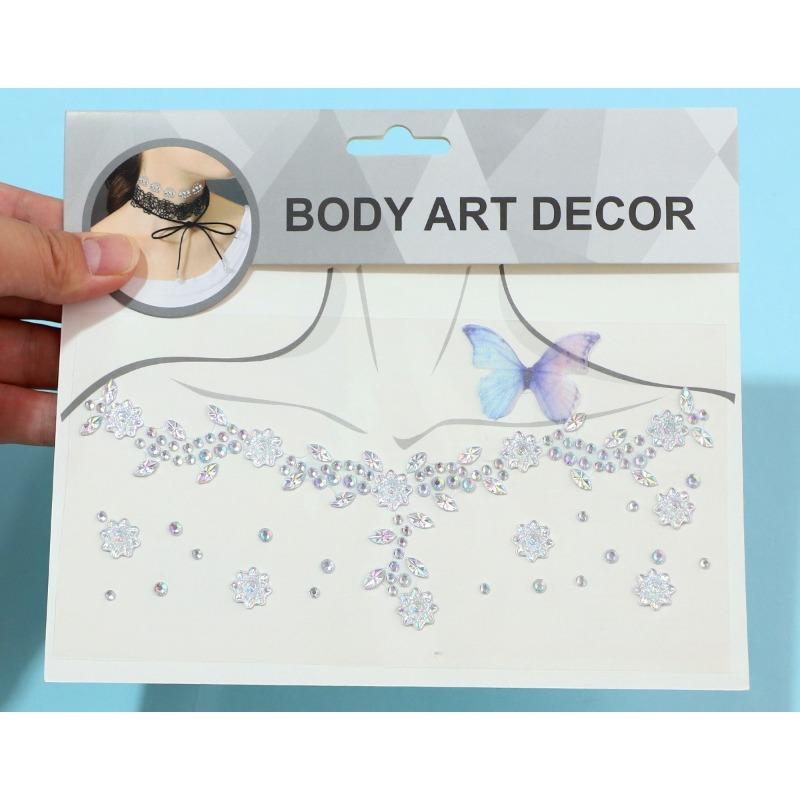Fashion Clavicle Chain Diamond Stickers Stage Makeup Stickers Temperament Color Butterfly Clavicle Stickers Necklace Stickers