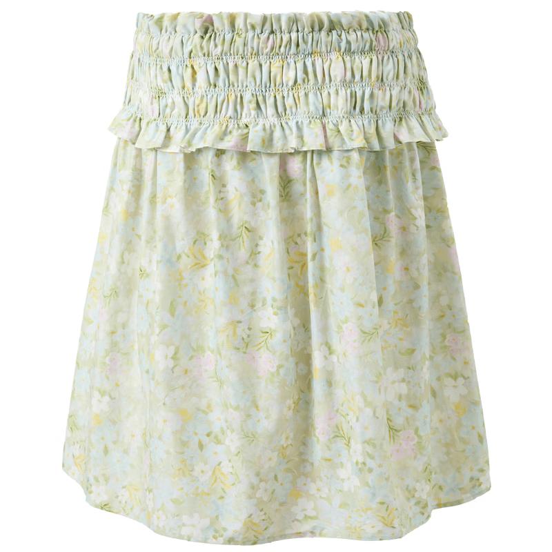 Sancai 2026 Summer 100% Cotton Floral High-Waisted A-Line Skirt XL