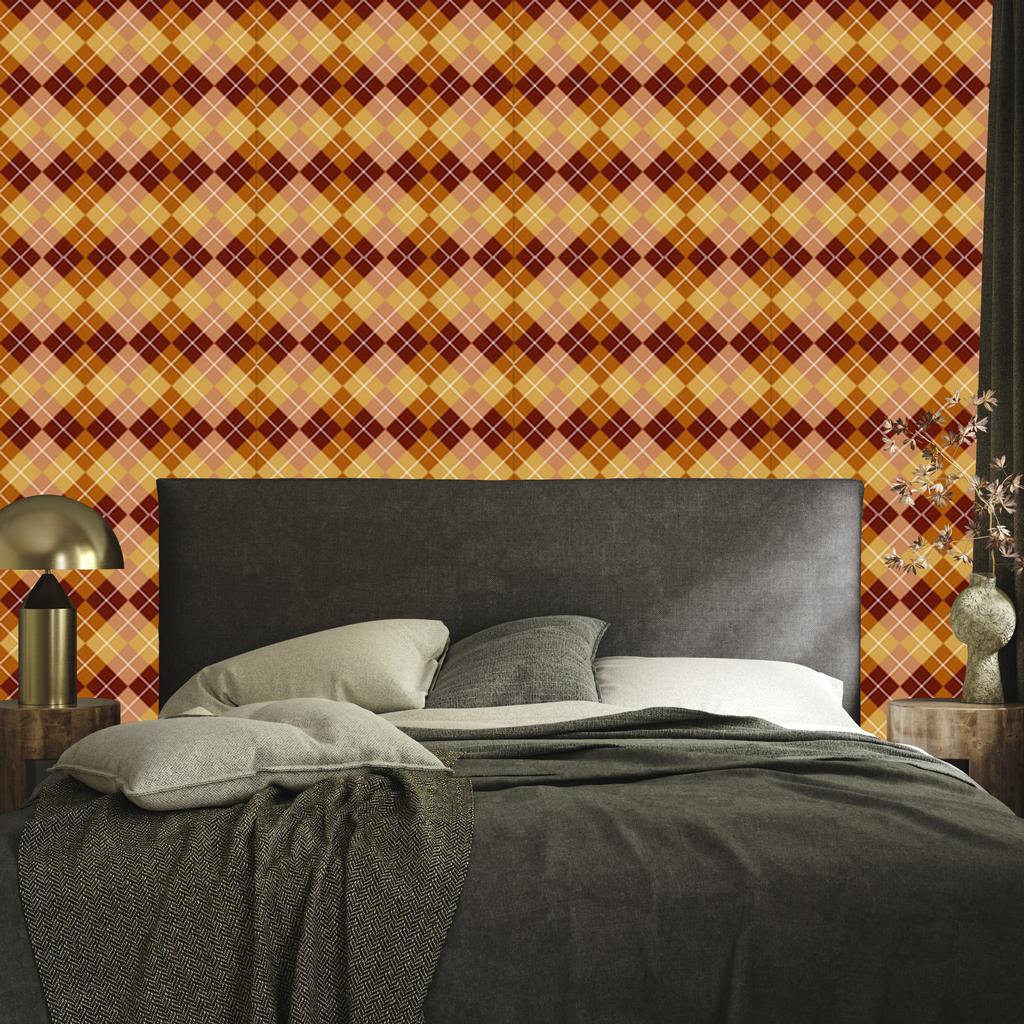 Autumn Plaid Wallpaper Orange, Gold, Red and Burgundy 50x1000